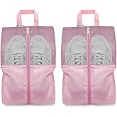 HANOZI Shoe Bags For Travel, Used As For Storage or Shoe Travel Bag, Featuring Waterproof Nylon Sneaker Bag. (Light Pink, 2 Pack, Large)