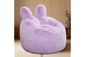 Aodenge Fluffy Bean Bag Chair for Kids Purple, with Plush Faux Fur Cover, 2.5FT Memory Foam Bean Bag Chairs for Teens & Kids, Ultra Soft Sofa for Living Room/Bedroom/Dorm.