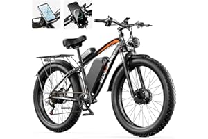 EXRBYKO Electric Bike for Adults, 2000W Dual Motor Fat Tire Ebike, 23AH 1104WH 35MPH Fastest E Bike, 26” Full Suspension 90 Miles, Dual Hydraulic Disc Brake 7 Speed Electric Moped 330LBS 40° Uphill