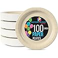Exquisite Ivory Paper Plates Disposable Heavy Duty 9 Inch Ivory Disposable Plates For Party 100 Pcs Heavy Duty Paper Plate 350 GSM, Birthday Party Supplies Plate Set