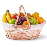 Vintiquewise Natural Wicker Picnic Basket with Handle &ndash; Multi-Purpose Willow Basket for Garden and Home Decor &ndash; Handcrafted Decorative Wicker Storage Basket for Gifts, Food, or Home Organization