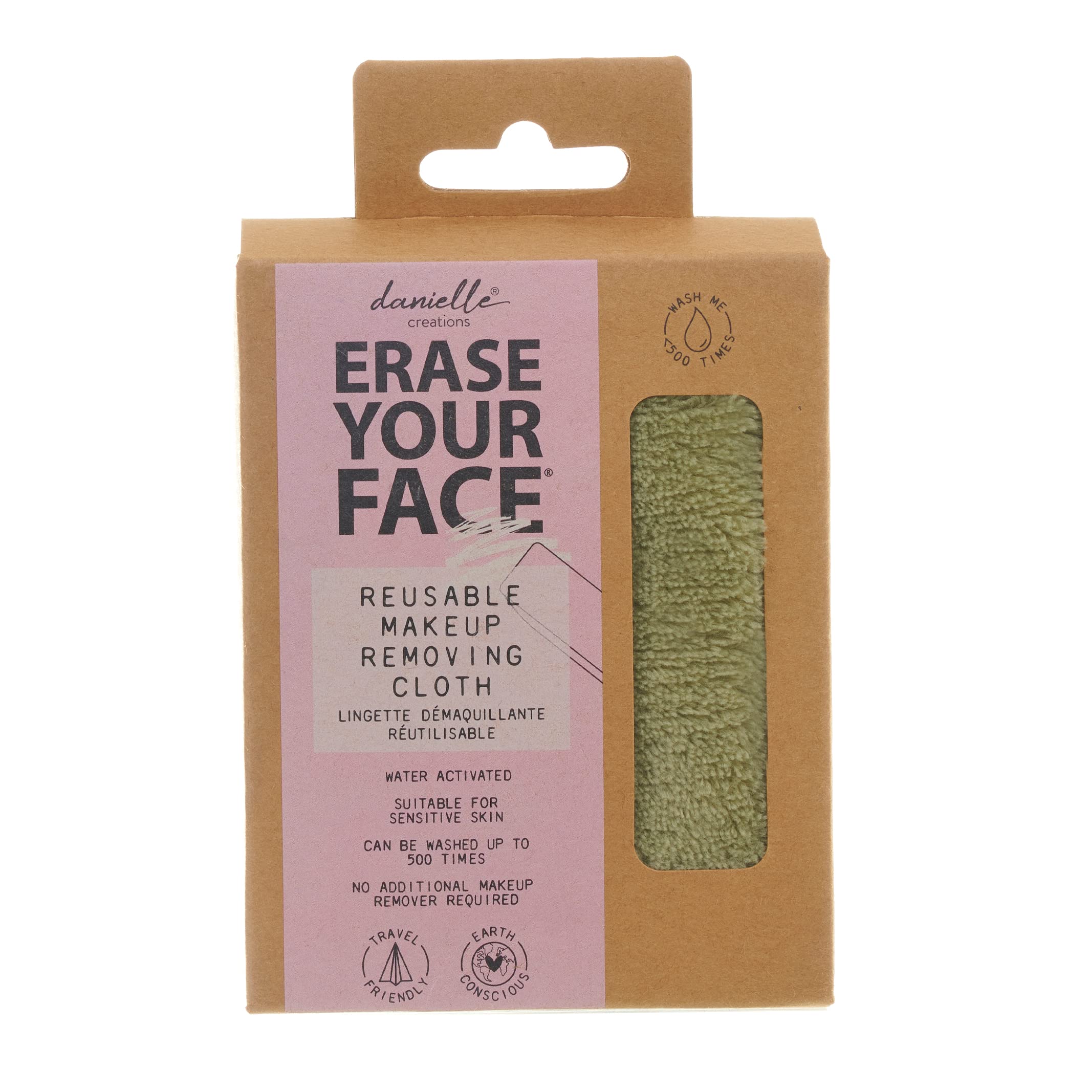 Danielle Creations Erase Your Face Eco Friendly Reusable Make Up Remover Cloth in Green