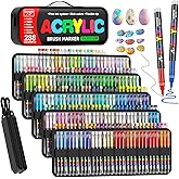 Sanyetral 288 Colors Acrylic Paint Markers with Carrying Bag and Shoulder Strap, Soft Brush Tip Paint Pens for Wood, Stone, Canvas, Glass, Fabric, Egg, Rock Painting