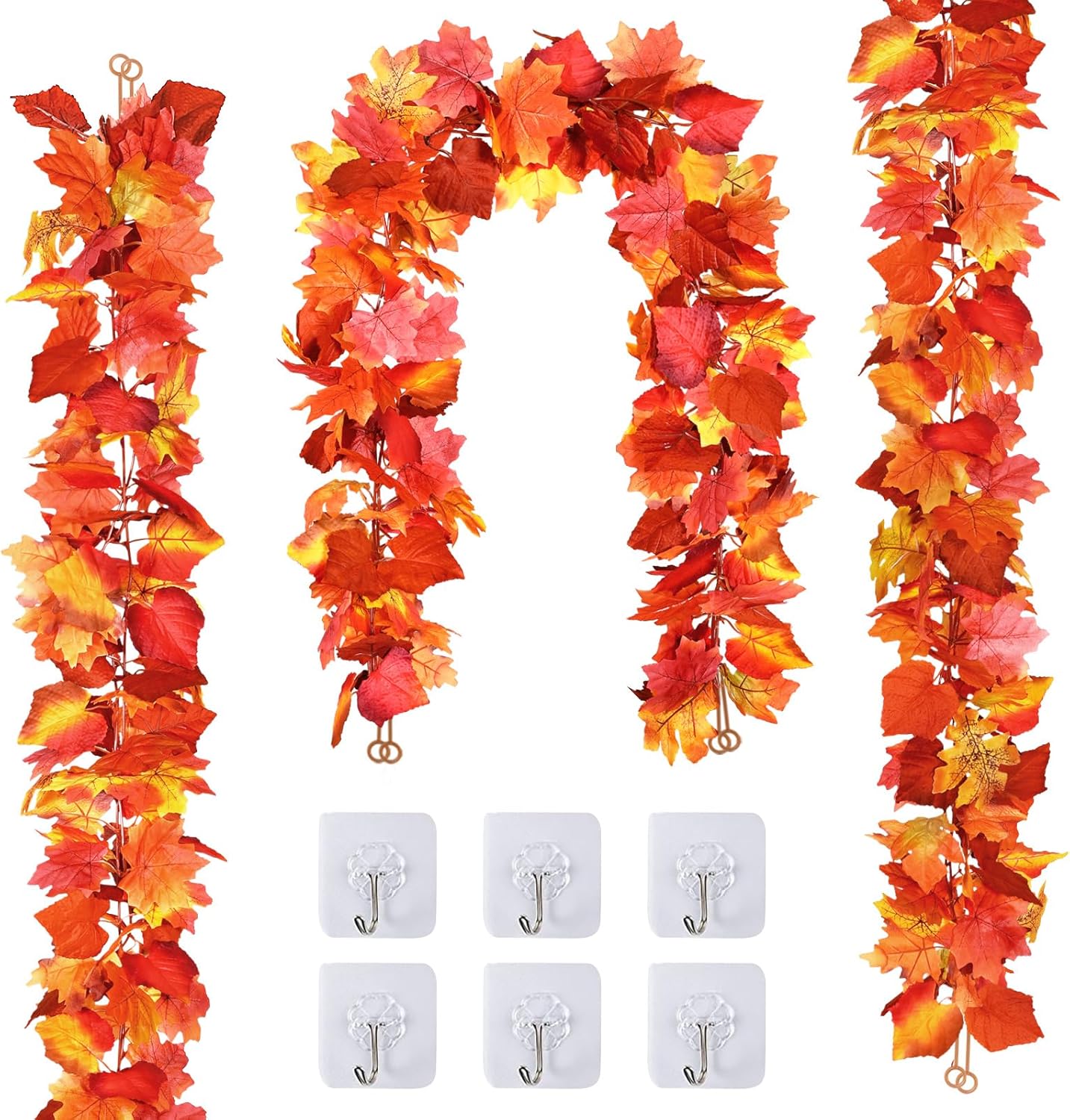 Wreaths, Garlands & Swags - 3 Pack Fall Decor for Home Fall Leaves Garland Thanksgiving Decorations Indoor Outdoor 5.8Ft/Piece Artificial Maple Leaf Garland for Autumn Harvest Halloween Party Thanksgiving Table Decor (Yellow)