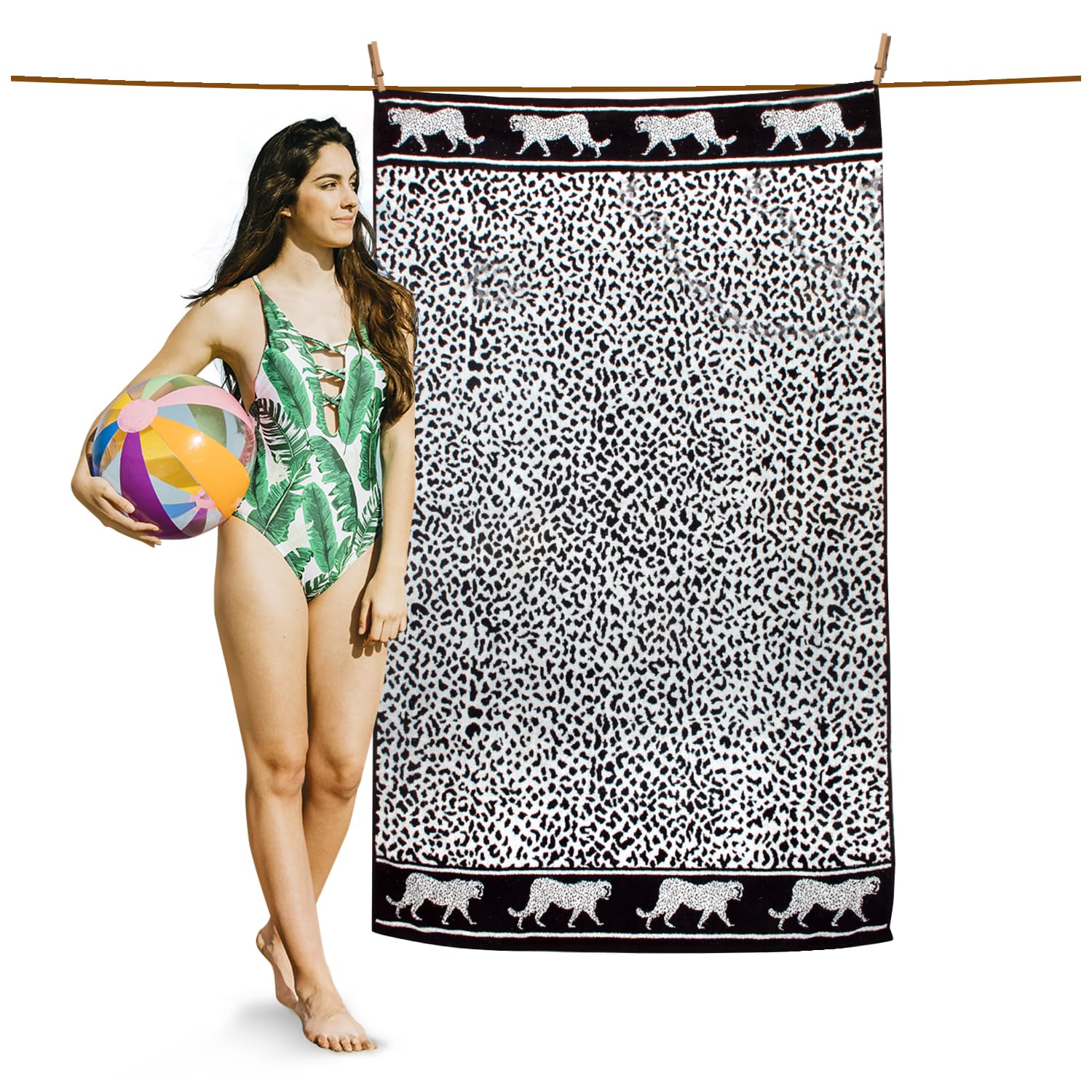 GC GAVENO CAVAILIA Leopard Print Beach Towels For Adult, Lightweight & Super Absorbent Quick Dry Towels, Swimming Pool, Camping Large Towel, 1Pk Extra Large Beach Towels For Adult
