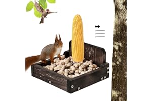 ZONHAJIA Durable Squirrel Feeder Outside, Squirrel Feeders for Outdoors, Chipmunk Feeder for Patio, Lawn, Garden, Squirrel Food for Backyard Squirrels Holds Corn Cobs, Peanut (Dark Brown, Medium)