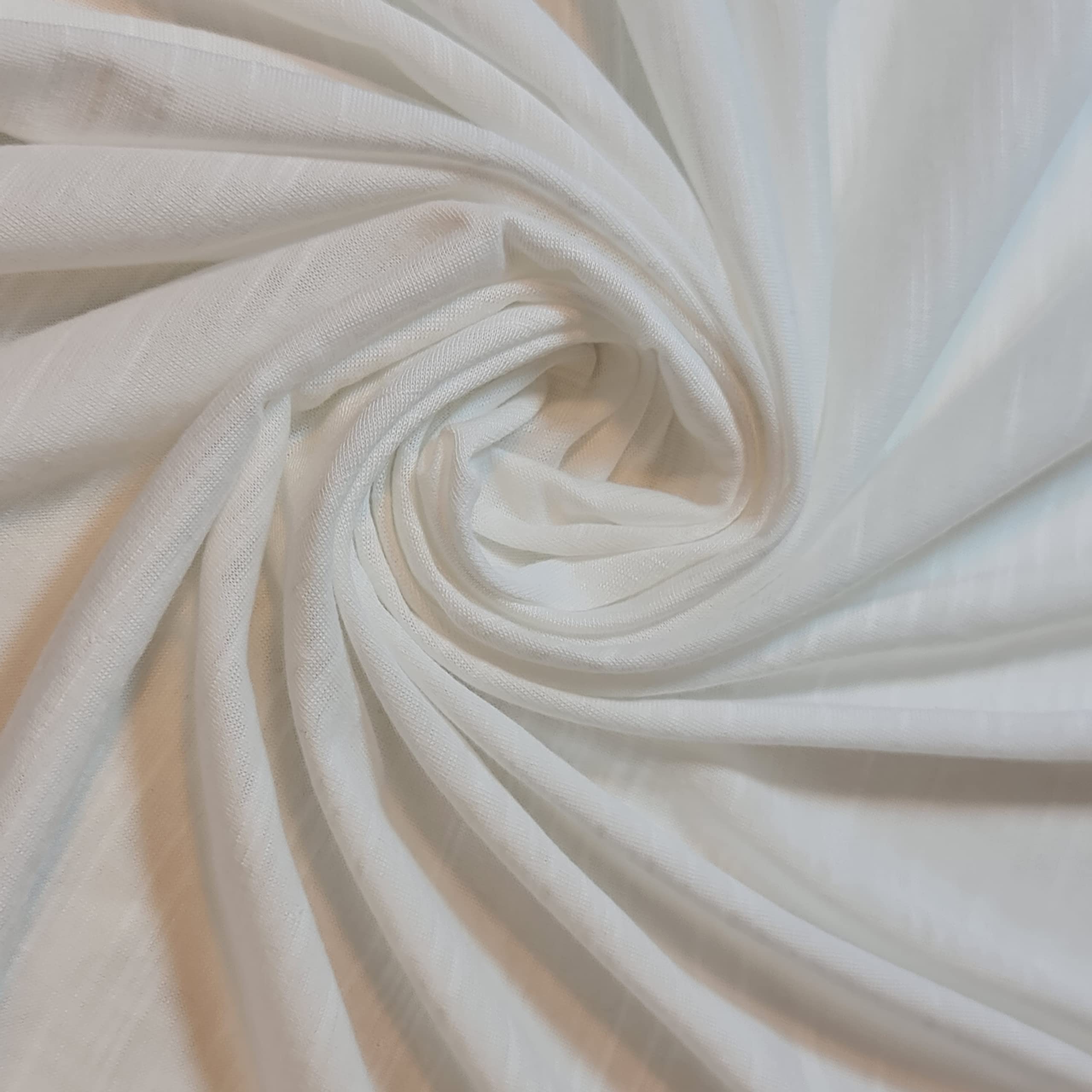 Soft Plain/Printed Cotton Jersey Stretch Knit T Shirt Baby Grow Craft Fabric Material 58" - 150 cm Wide Sold As 1 Meter Pre - Cut Lengths (White Melange Stripe)