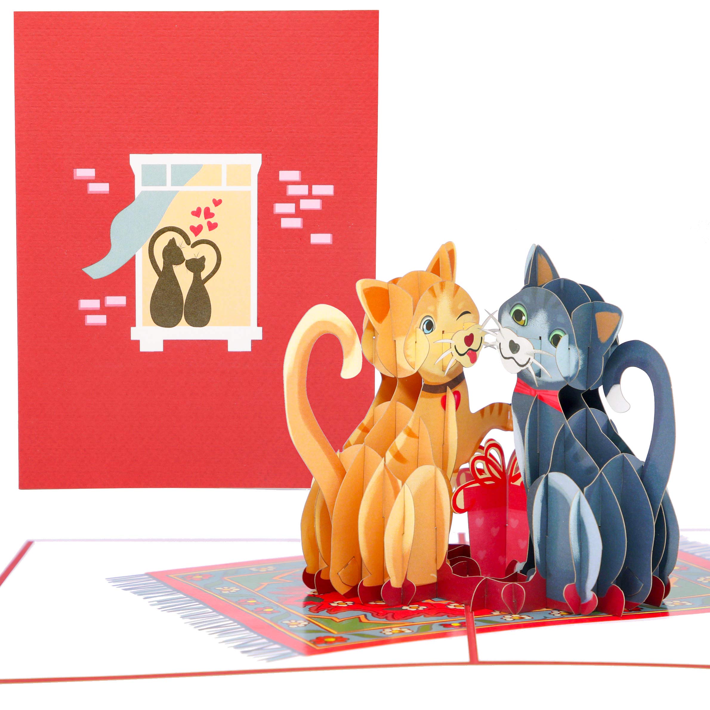 PopLife Love Kitties 3D Pop Up Card - Papercraft Greeting Card for Cat Lovers, Mother's Day, Valentines Day, Birthday, Anniversary - For Mom, Wife, Grandma, Kitty Parents - Envelope Included