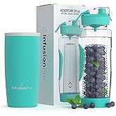Infusion Pro 32 oz Fruit Infuser Water Bottle with Insulated Sleeve & 50 Recipe Infused Water eBook : Bottom Loading, Large Water Infuser for More Flavor : Unique Gift Idea