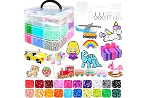 KIFHCMPR Fuse Beads Kit for Kids-11000 Beads,20 Colors 5mm Fuse Beads Set with Storage Box, Ironing Papers,Pegboards Booklet and Accessories,DIY Art Craft Toys Gifts for Girls & Boys Age 5+ Birthday Christmas