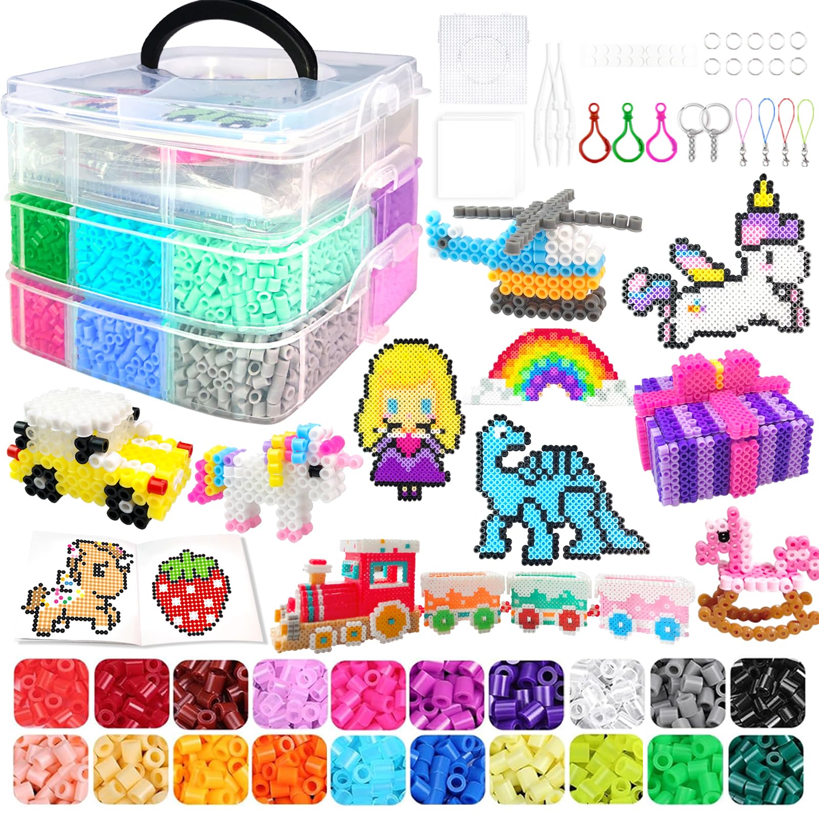 Fuse Beads Kit for Kids-11000 Beads,20 Colors 5mm Fuse Beads Set with Storage Box, Ironing Papers,Pegboards Booklet and Accessories,DIY Art Craft Toys Gifts for Girls & Boys Age 5+ Birthday Christmas