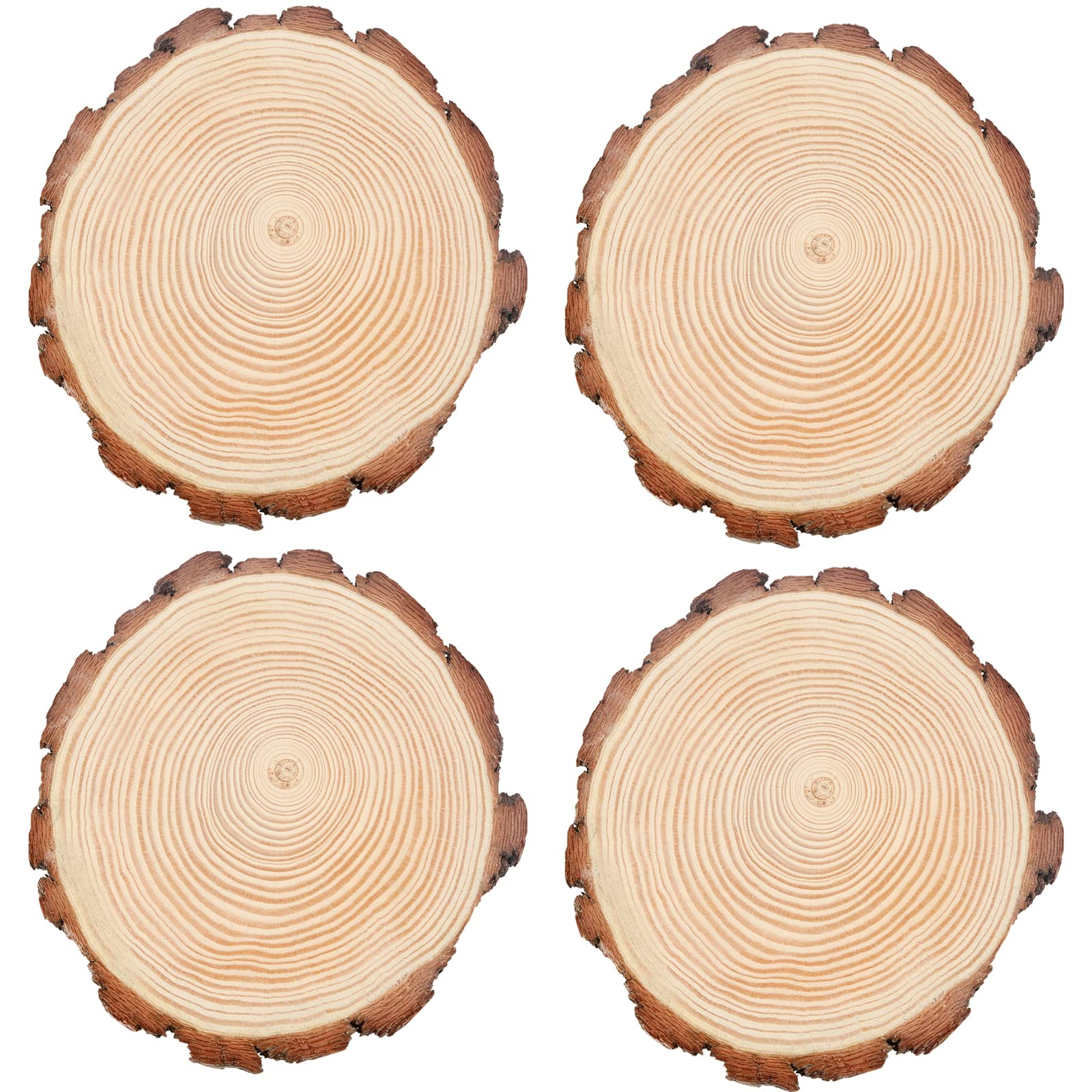 MANCHAP 4 PCS 20-25cm Natural Wood Log Slices, 8-10 Inch Unfinished Round Wood Discs Wooden Circles for Crafts, Painting, Wall Decor, DIY Projects