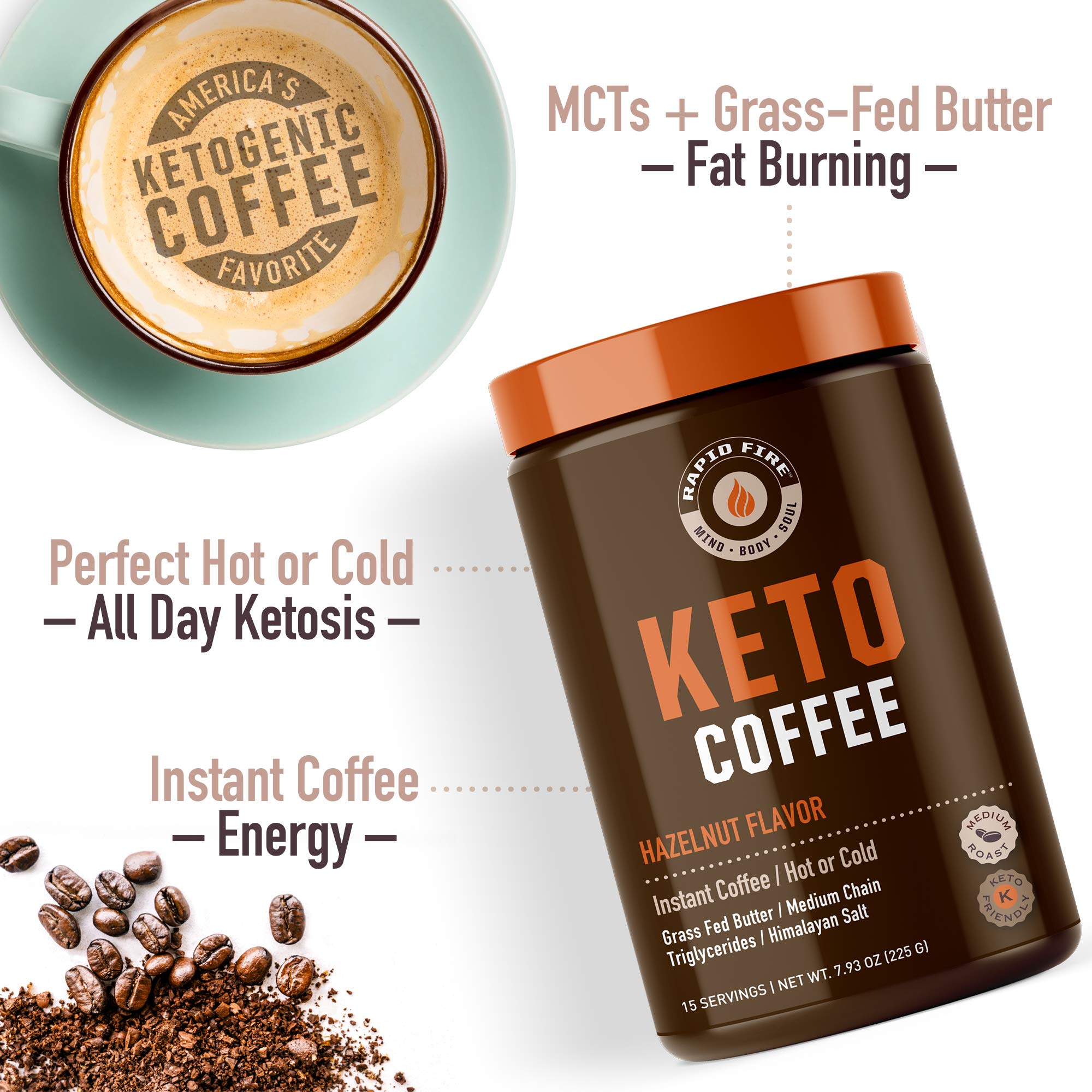 Rapid Fire Ketogenic Fair Trade Instant Keto Coffee Mix, Supports