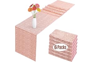 OGORI 6 Pack Sequin Table Runner Rose Gold, 12 x 108 inch Glitter Rose Gold Table Runner for Rectangle Table for Birthday, Wedding, Banquet, Holiday Party Decorations & Baby Shower