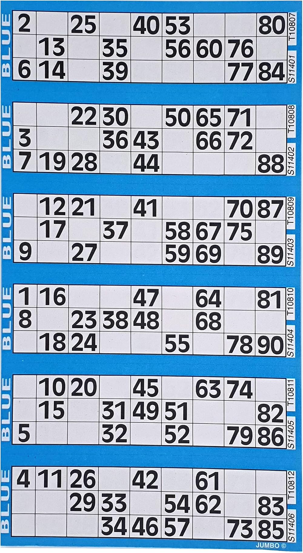 Bingosupermarket Bingo Tickets 6 To a Sheet 1-90 Perforated Blue 600 Pad