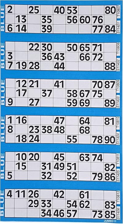 Bingosupermarket Bingo Tickets 6 To a Sheet 1-90 Perforated Blue 600 Pad