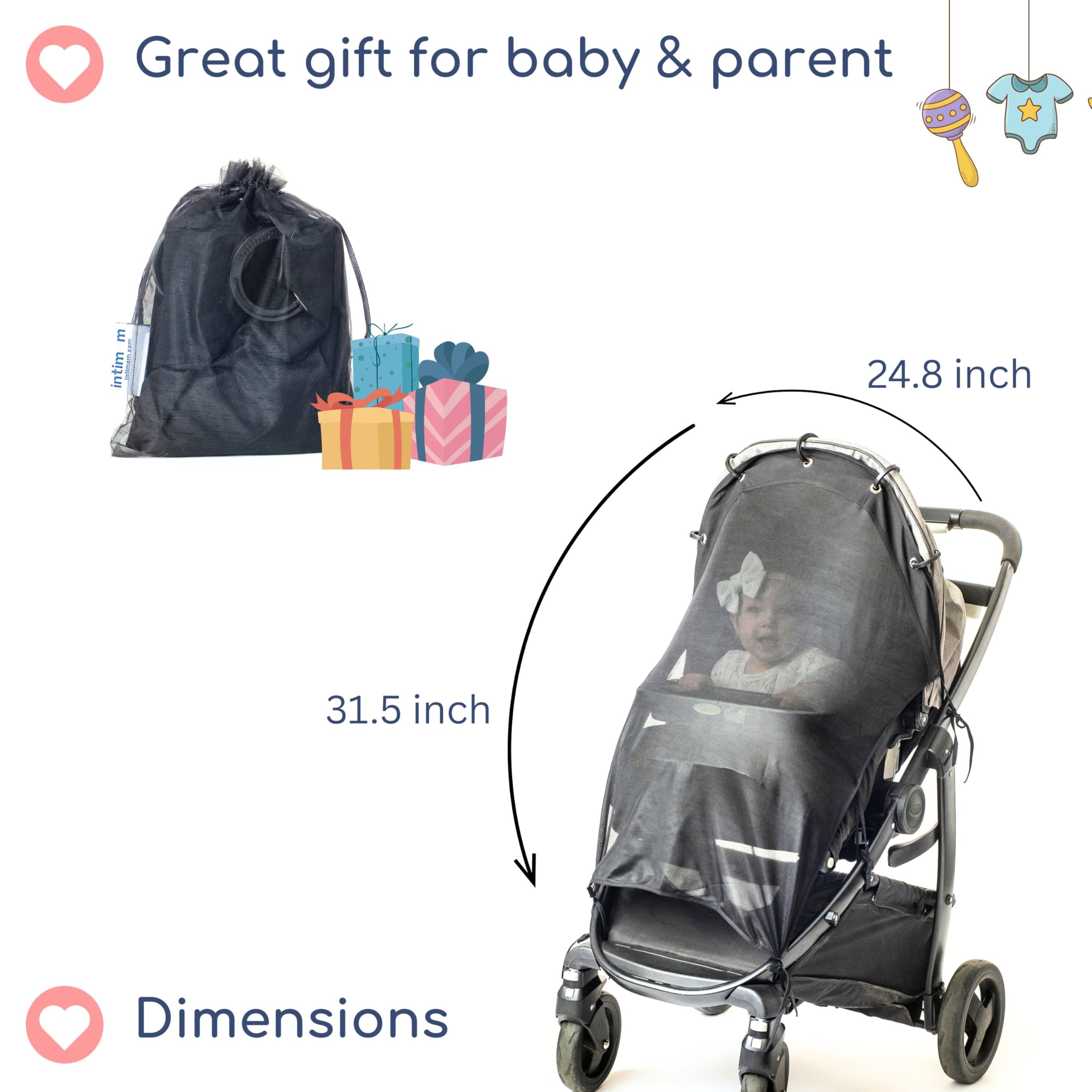Stroller Sun Shade - Universal UV Protection Cover for Strollers Sunshade with See Through, Clip-On Sun Blocker, Sun Shield for Baby, Breathable Adjustable Fit, Full Coverage, L Black