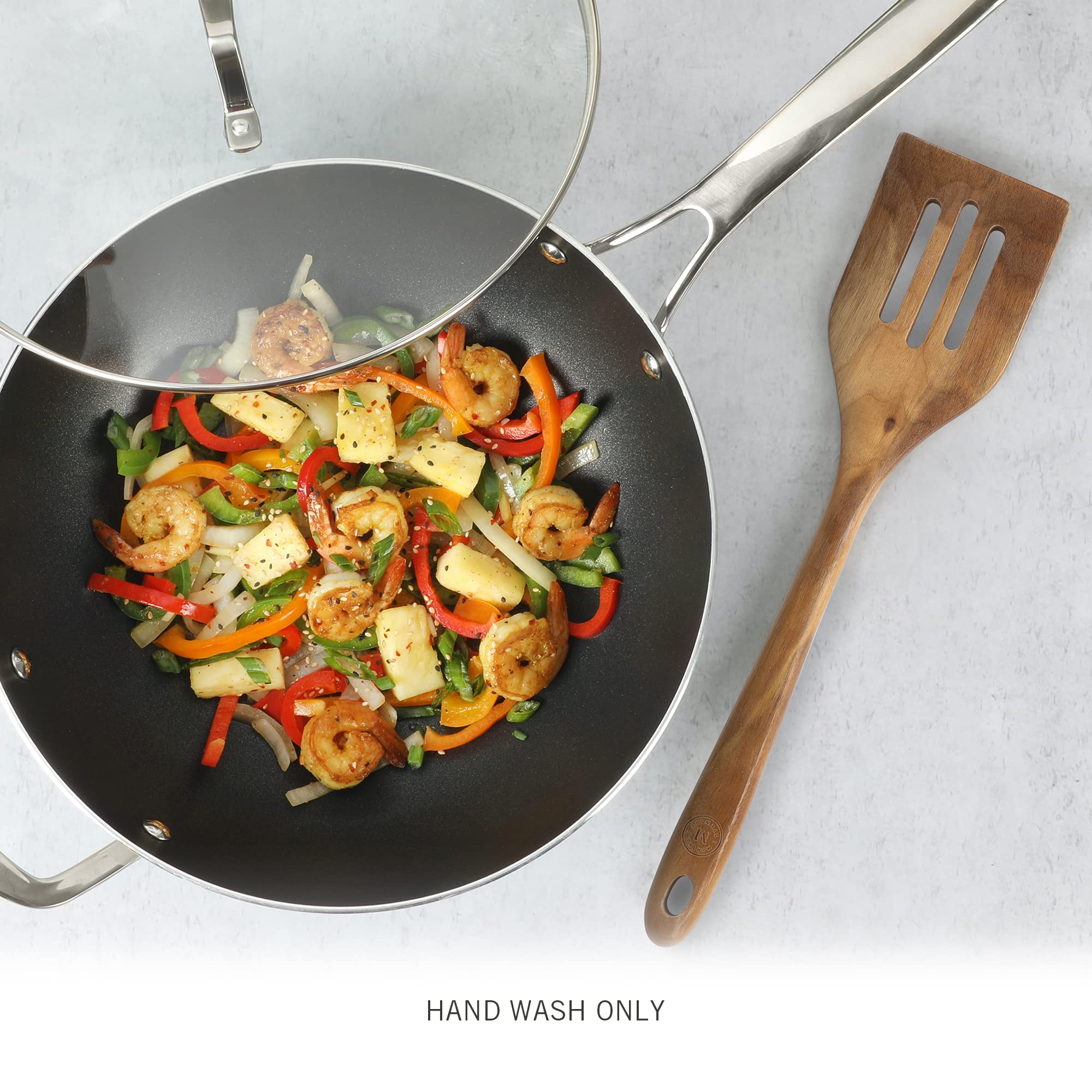 Martha Stewart Bainford 4-Piece Wooden Kitchen Utensil Set, Walnut – Cooking Spoons and Turner Tools for Nonstick Cookware, Heat Resistant, Durable Hardwood