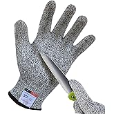 ohsuni Cutting Gloves, 1 Pairs of Cut Resistant Gloves Food Grade, Cut Resistant Gloves for Kitchen, Oyster Shucking, Fish Fillet Processing, Carving Wood and Gardening(Small-Grey)