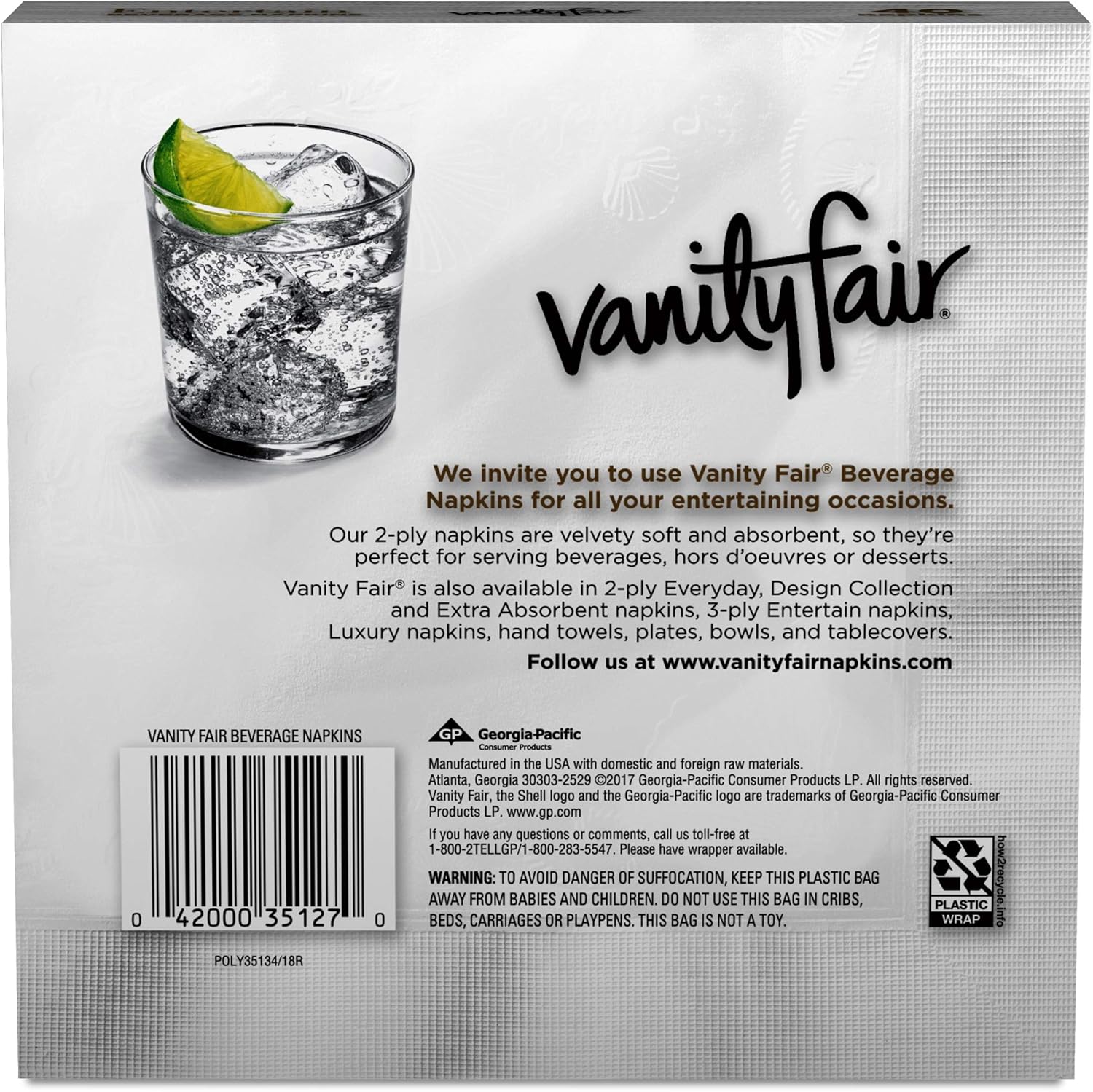 Amazon Com Vanity Fair Entertain Beverage Napkin 40 Count White Cocktail Paper Napkin Health Personal Care