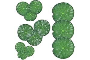 Zoyiancy Artificial Floating Plants Lotus Leaves, 12 Pcs Realistic Floating Lily Pad Pond Decorations, Fake Green Leaves Water Lily for Home Garden Ponds Pool Fish Tank Aquarium