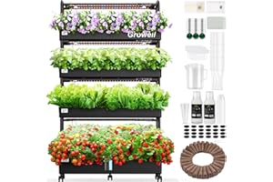 Growell Large Hydroponics Growing System Kit, 120 Pods Vertical Hydroponic Garden with 2 Light Modes Grow Light, Auto Circulating Water System, 48L Indoor Gardening System for Herb Vegetable Fruit