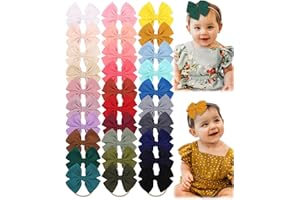 jollybows 30pcs Baby Girls Hair Bows Headband Nylon Hair Band Elastic Hair Accessories for Kids Infants Toddlers