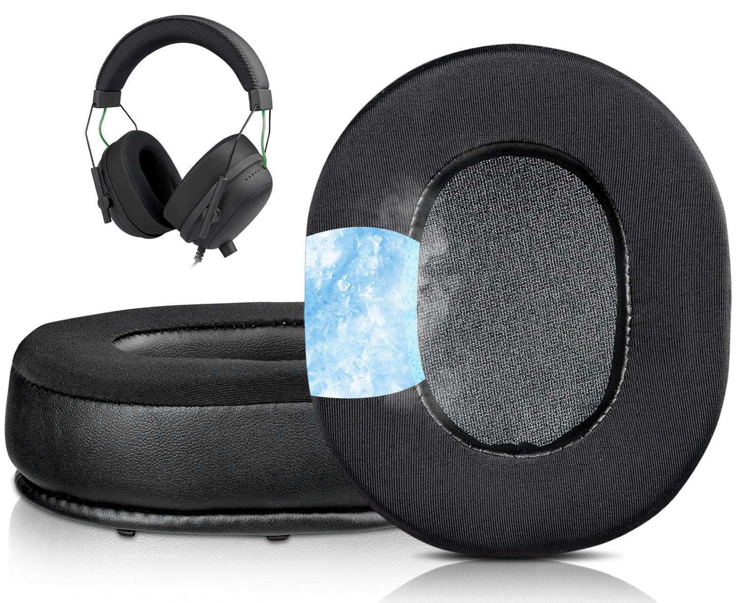 SOULWIT Cooling Gel Earpads Replacement for Razer BlackShark V2/BlackShark V2 Pro (Do Not Fit V2 Pro 2023 or V2 HyperSpeed Wireless) Headsets, Ear Pads Cushions with Noise Isolation Foam - Black