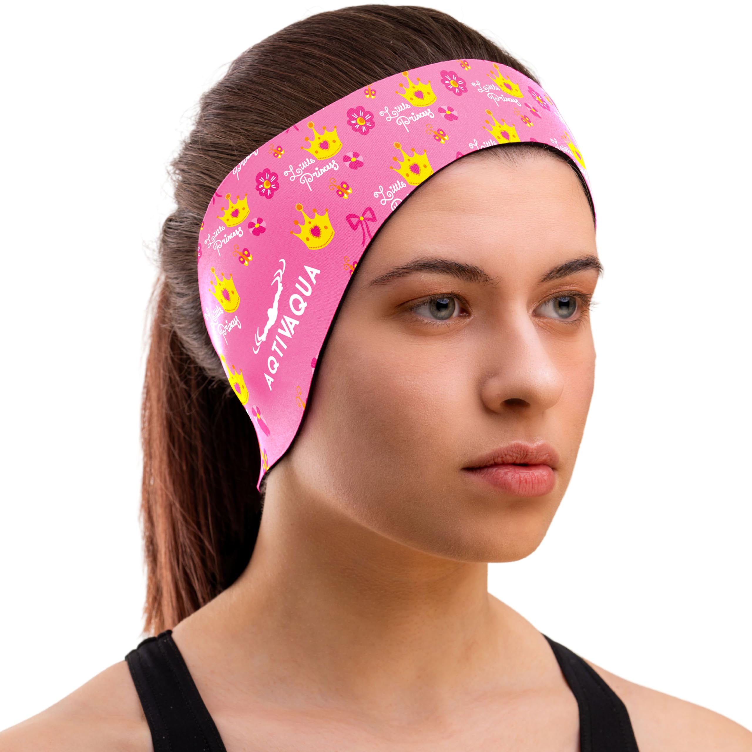 AqtivAqua Swimming Headband Swim Ear Band Protection Cover Swim Headband for Kids Adults Men Women Toddlers Ear Plugs in (Color: Pink P1, Size: X-Large)