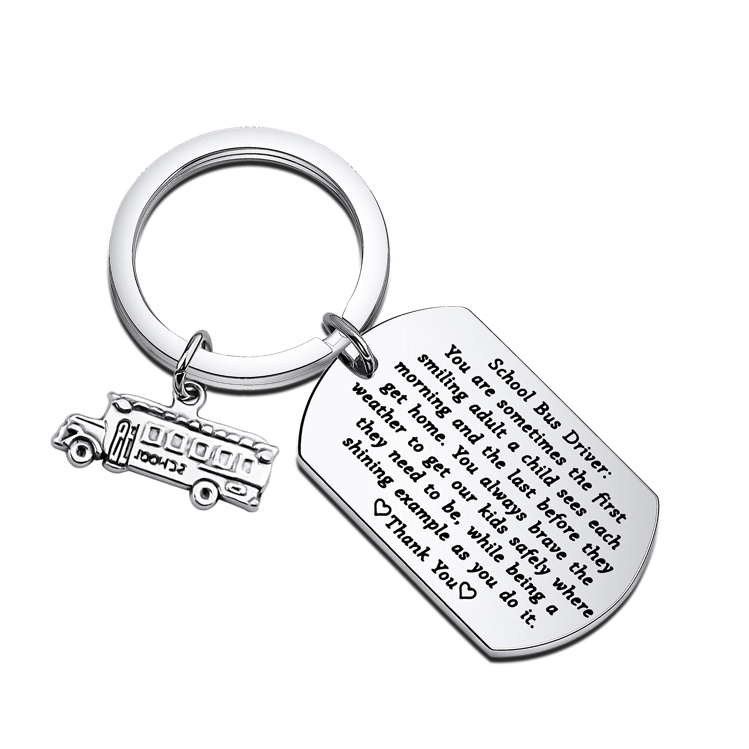 ENSIANTH School Bus Driver Appreciation Gift Thank You Keychain Gifts for School Bus Driver Back to School Gift (Dog Tag Keychain)