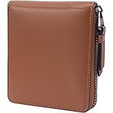 Alldaily RFID Blocking Wallets for Men with Zipper Bifold RFID Card Holder (Leather Brown)