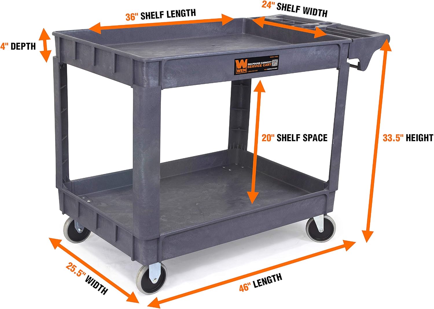 WEN 73004 500-Pound Capacity 36 by 24-Inch Extra Large Service Utility Cart: Home Improvement
