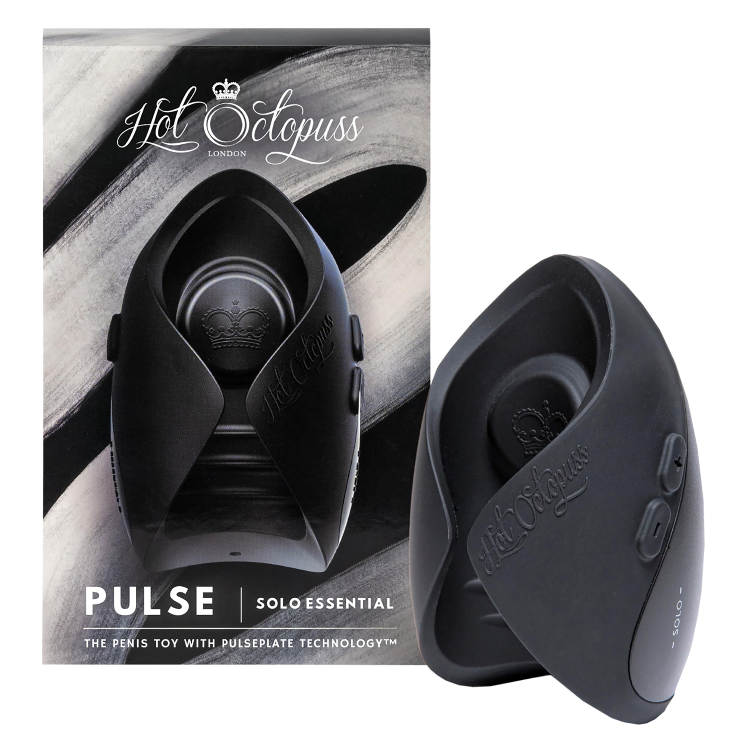 Hot Octopuss Pulse Solo Essential – Hands-Free Male Masturbator | Mens Vibrating Penis Sleeve & Stroker Adult Sex Toy | PulsePlate™ Tech, Waterproof & Rechargeable | 8 Speeds, 6 Modes | Black