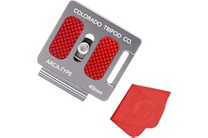 Breakthrough Photography 40mm Universal Arca Swiss Quick Release Plate for Tripod Ball Head with Hand-Adjustable Stainless Steel Screw & Removable Rear Stopper - Gunmetal Color