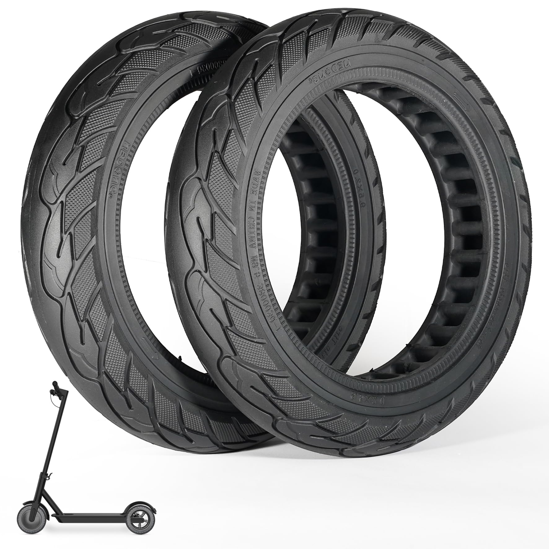 ANSENI® Solid Wheels Electric Scooter, Wheel (9.5 x 2) 9.5 Inch Replacement Tyres, Anti-Puncture Spare Wheel Compatible with Xiaomi Electric Scooter M365, Xiaomi 1S, Essential, Cecotec (2 Pcs)