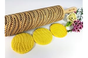 RIVER Embossed Rolling Pin. Wooden Embossing Dough Roller for Cookies and Ceramic by Algis Crafts