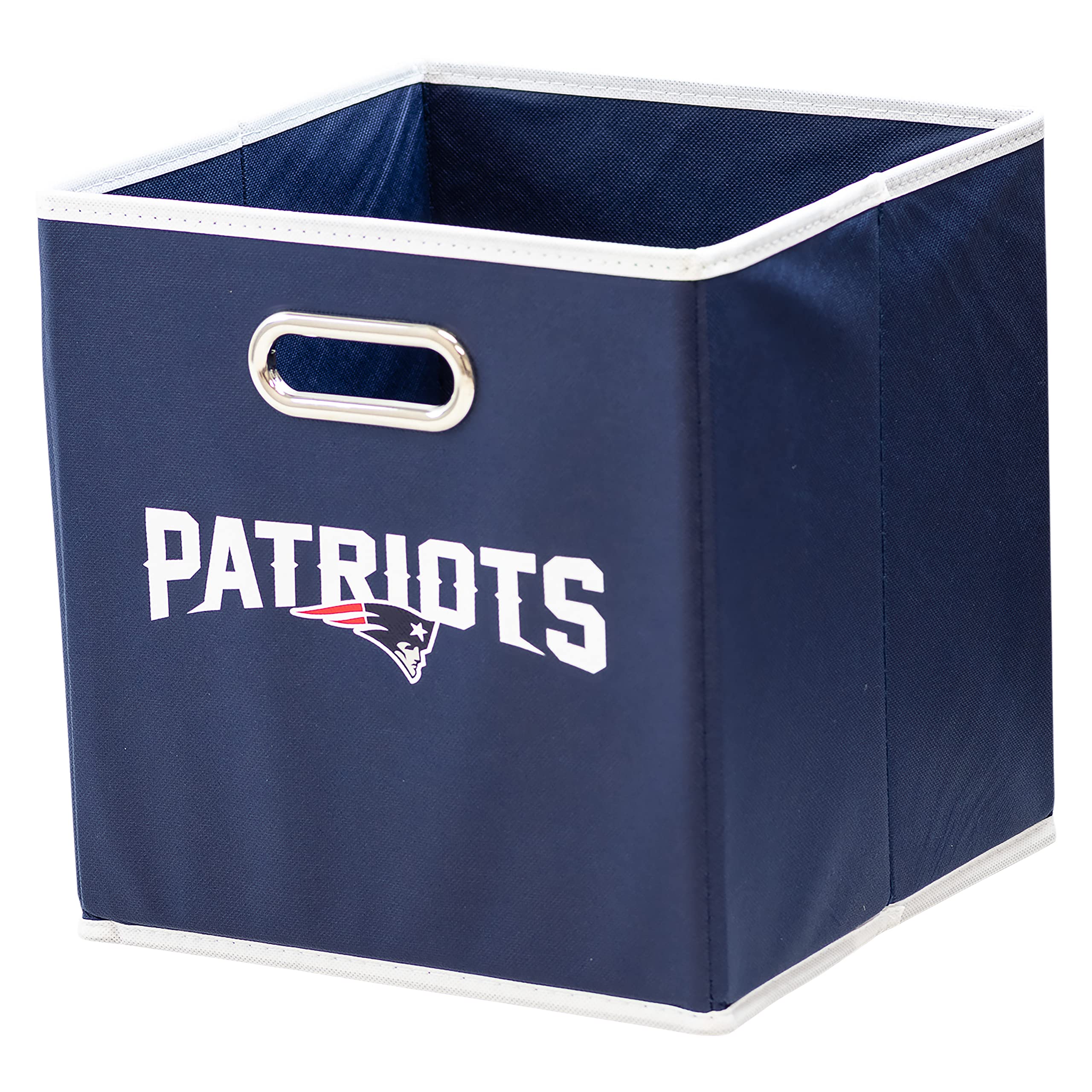 Franklin Sports New England Patriots NFL Storage Bin - Collapsible Cube Container + Basket - NFL Office, Bedroom + Living Room Décor - Folding Storage Bin for Football Fans - 11"x11"