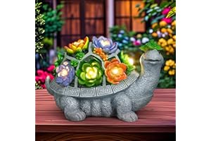 VMANYFIRE Solar Garden Decor Turtle Statues Lights, Outdoor Figurine Decorations Ornament Lamps for Outside Yard, Lawn, Patio, Porch, Balcony, Unique Birthday Gifts for Mom Women Grandma(hat)