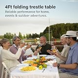 Vivo Technologies 6Ft Trestle Folding Table Heavy Duty Plastic Top White view 2