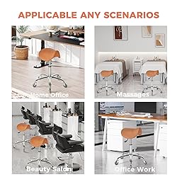 BEWISHOME Rolling Saddle Stool,Height Adjustable