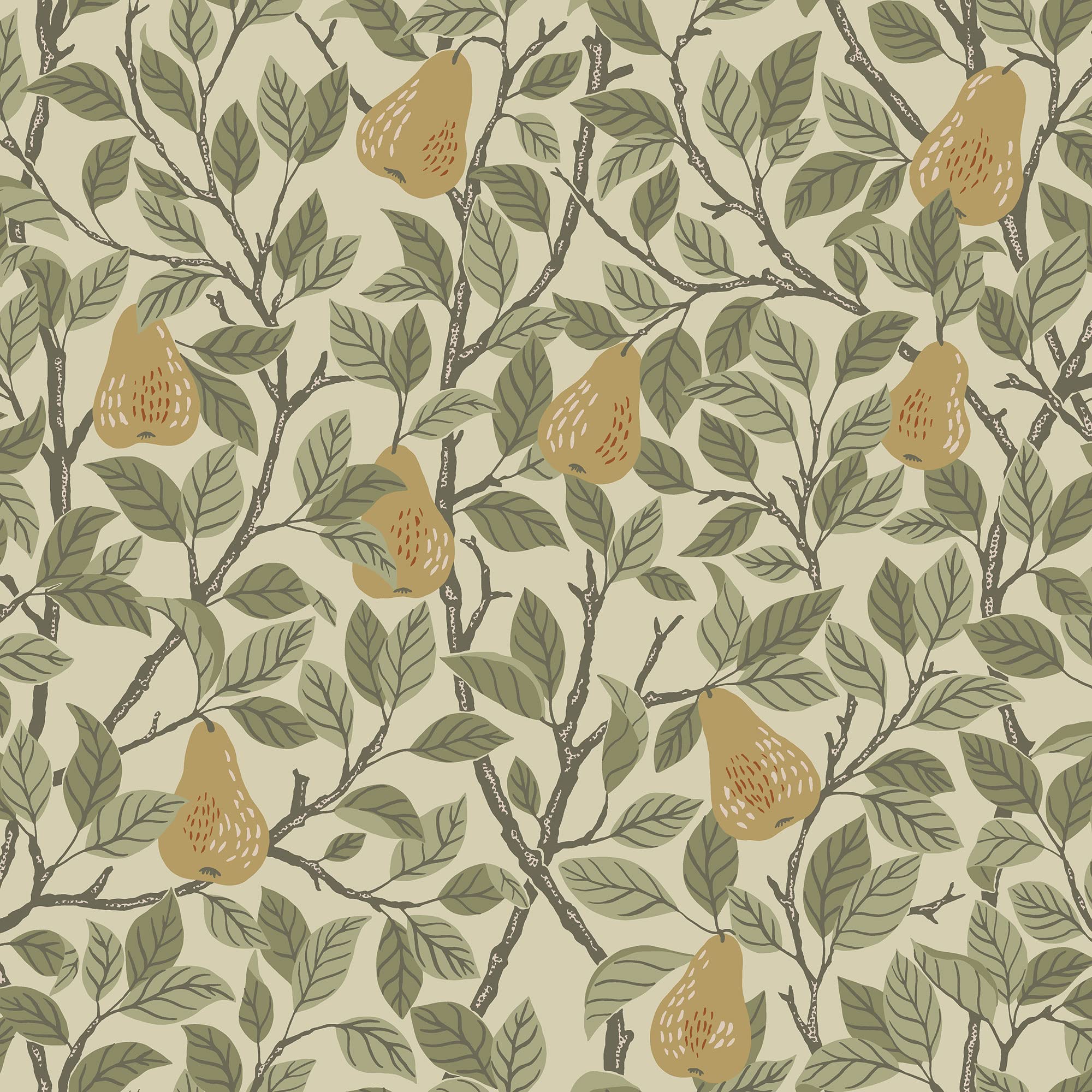 Galerie S13102 Sommarang Leaves and Pears Wallpaper, Beige, 10.05m x 53cm