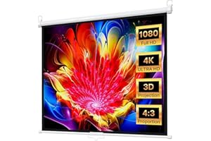 Lilvduybz 60-inch Manual Unfolding Projector Screen, 4K/3D/1080 HD High-Definition Retractable Projector Screen, 4:3 Aspect R