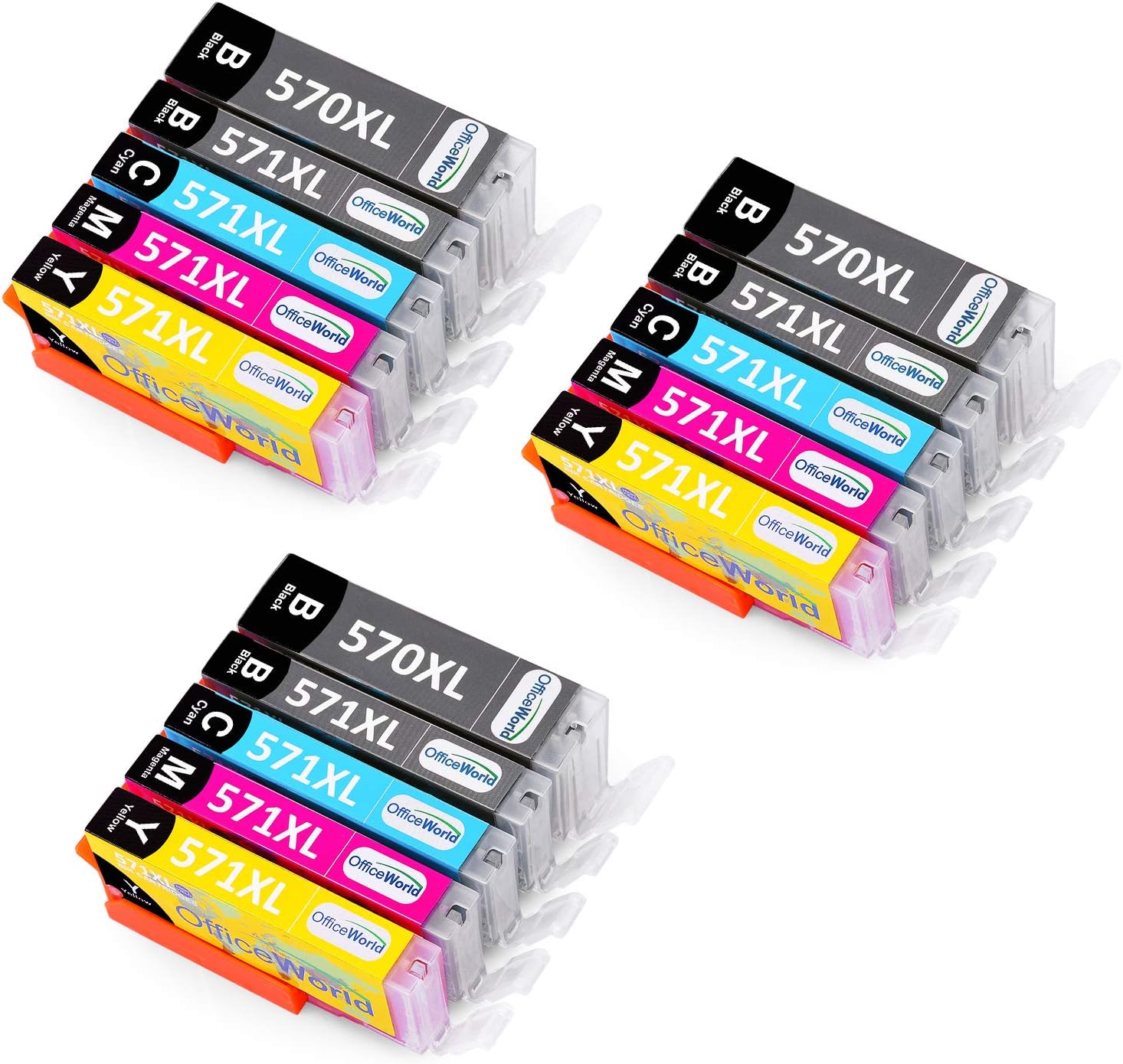 OfficeWorld Replacement for Canon PGI-570 CLI-571 Ink Cartridges 570 571 High Yield Compatible with Canon Pixma TS5050 MG5750 MG6851 TS6050 MG5700 TS5051 MG6850 MG5751 MG6853 TS6052 TS6852 TS6051