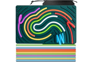 MICEBAY Sensory Activity Board, Silicone Sensory Fidget Toys for Kids 3+ Adults, Silent Fidgets for Autism ADHD Calming Stress Anxiety, Sensory Thread Board for Coordination & Cognitive Training