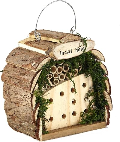 Pet Ting Wooden Insect & Bee Hotel Natural Wood Garden Decoration