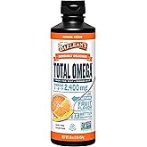 Barlean's Total Omega 3 6 9 Liquid Fish Oil Supplement with Borage and Flaxseed Oil, Orange Crème, 2,400 mg of EPA, DHA and GLA Fatty Acids, 16 oz