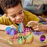 YILCER 4Pcs 3D Printed Dragon Eggs Inside Dragon Easter Gift Set Multicolor view 6