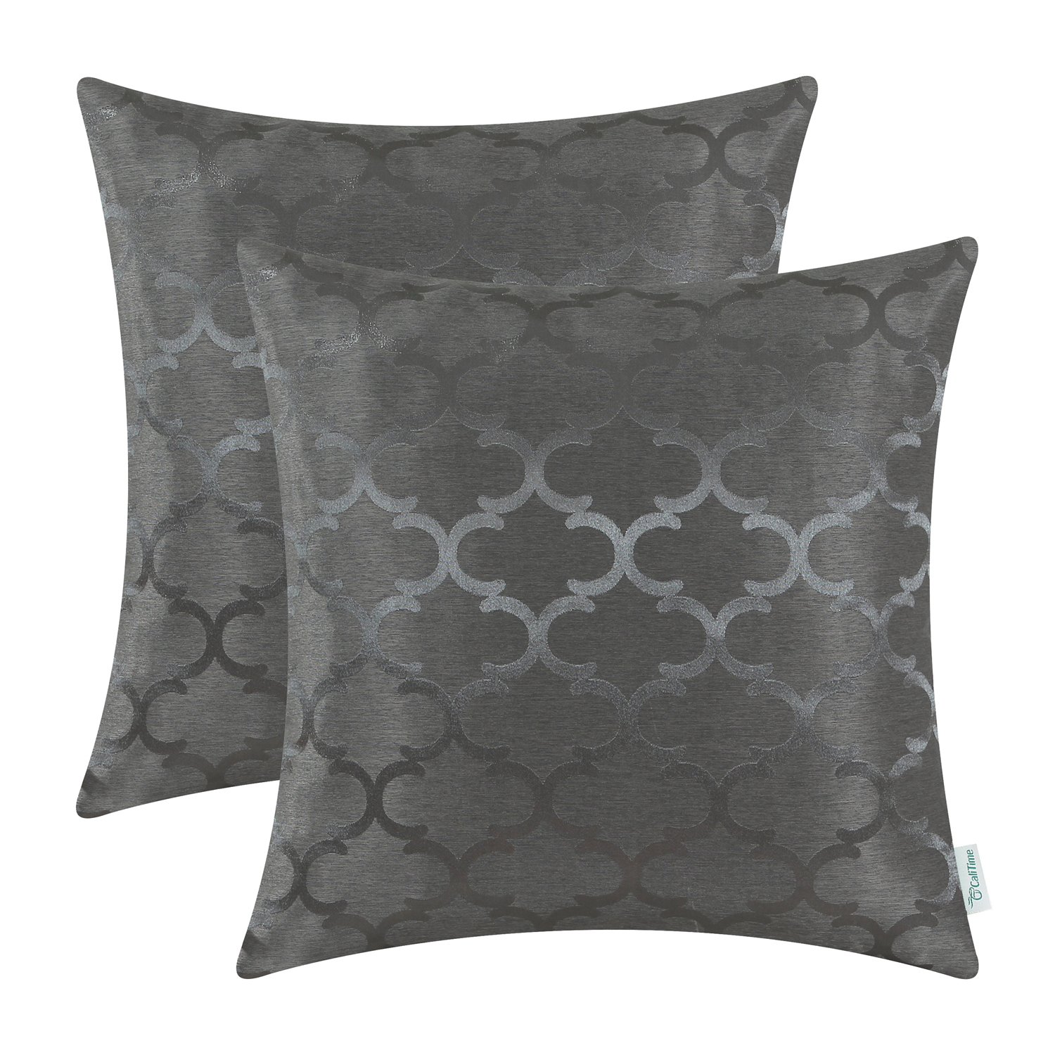 CaliTime Cushion Covers Pack of 2 Throw Pillow Cases for Home Sofa Couch Modern Shining & Dull Contrast Quatrefoil Accent Geometric 40cm x 40cm Grey