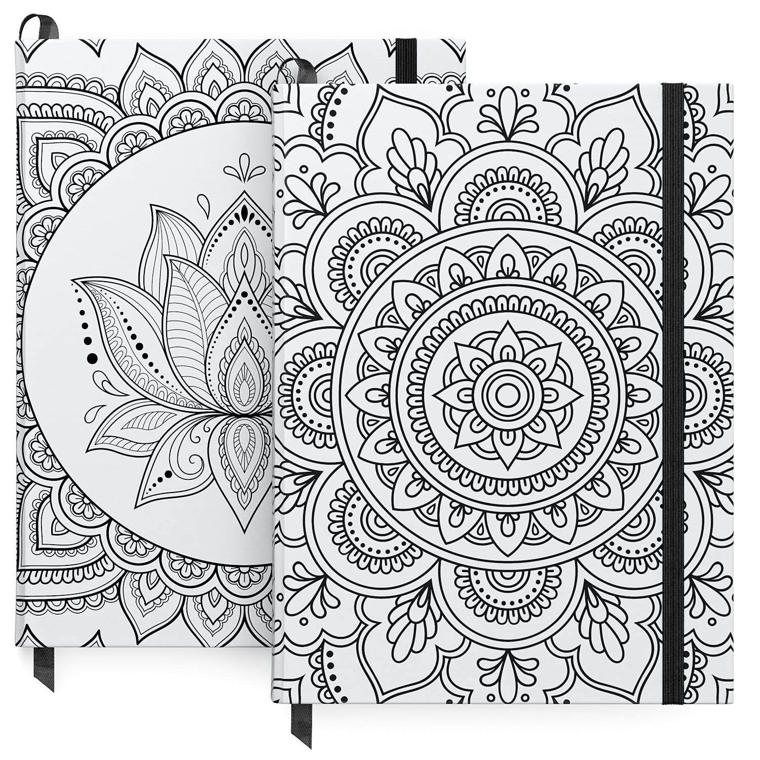 ARTEZA Journal Blank Page Notebooks, Set of 2, 6 x 8 Inches, 96 Sheets Each, Mandala Design, 2 Blank Art Journals with Smooth Paper, School Supplies for Planning, Writing, and Sketching