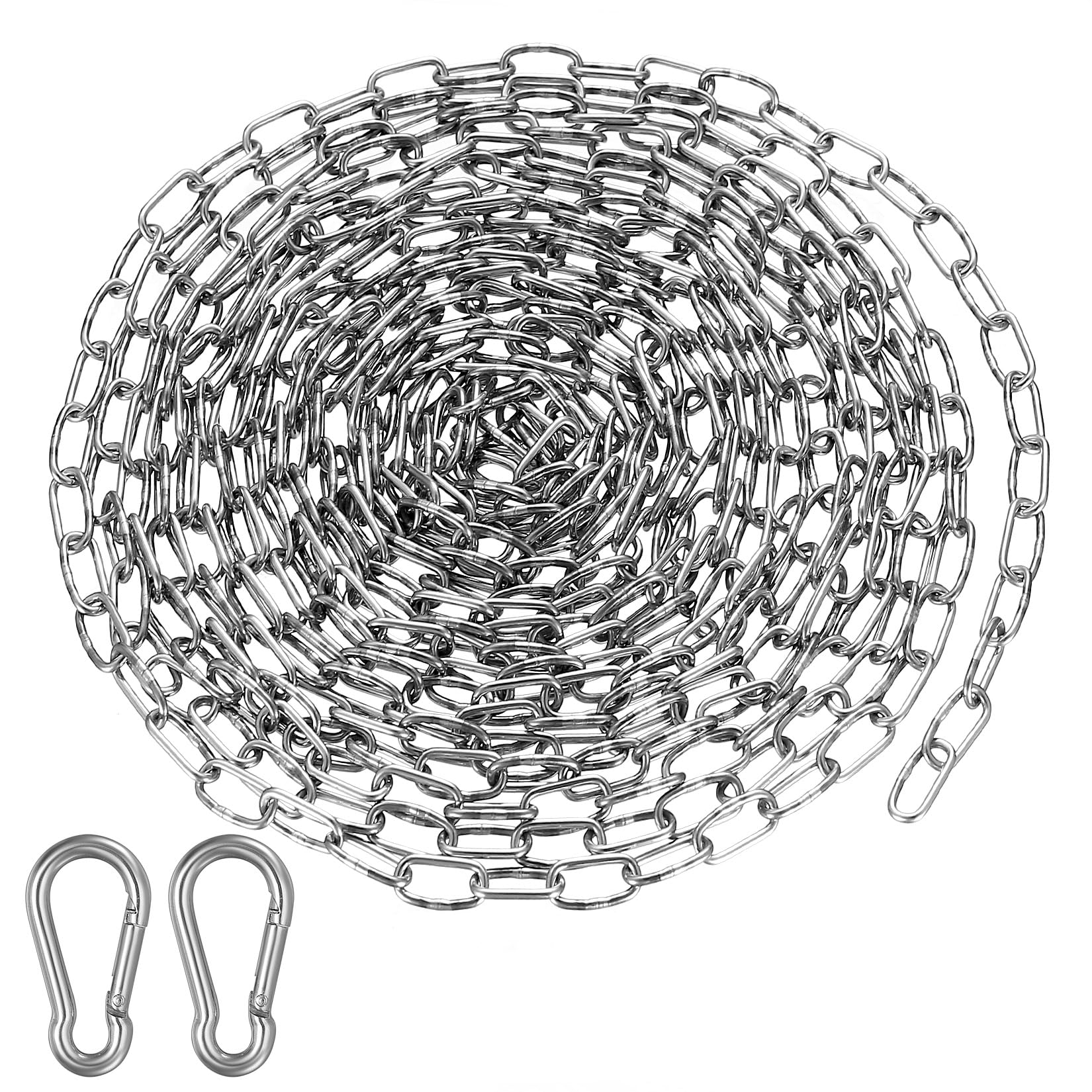 Stainless Steel Chains, 5 Metre Heavy Duty Chain Links, Metal Chain Security Chain, 1.5mm Galvanized Steel Welded Link Chains for Fence Gate Door Bike Bicycle Swing Security Lock Lift Chains